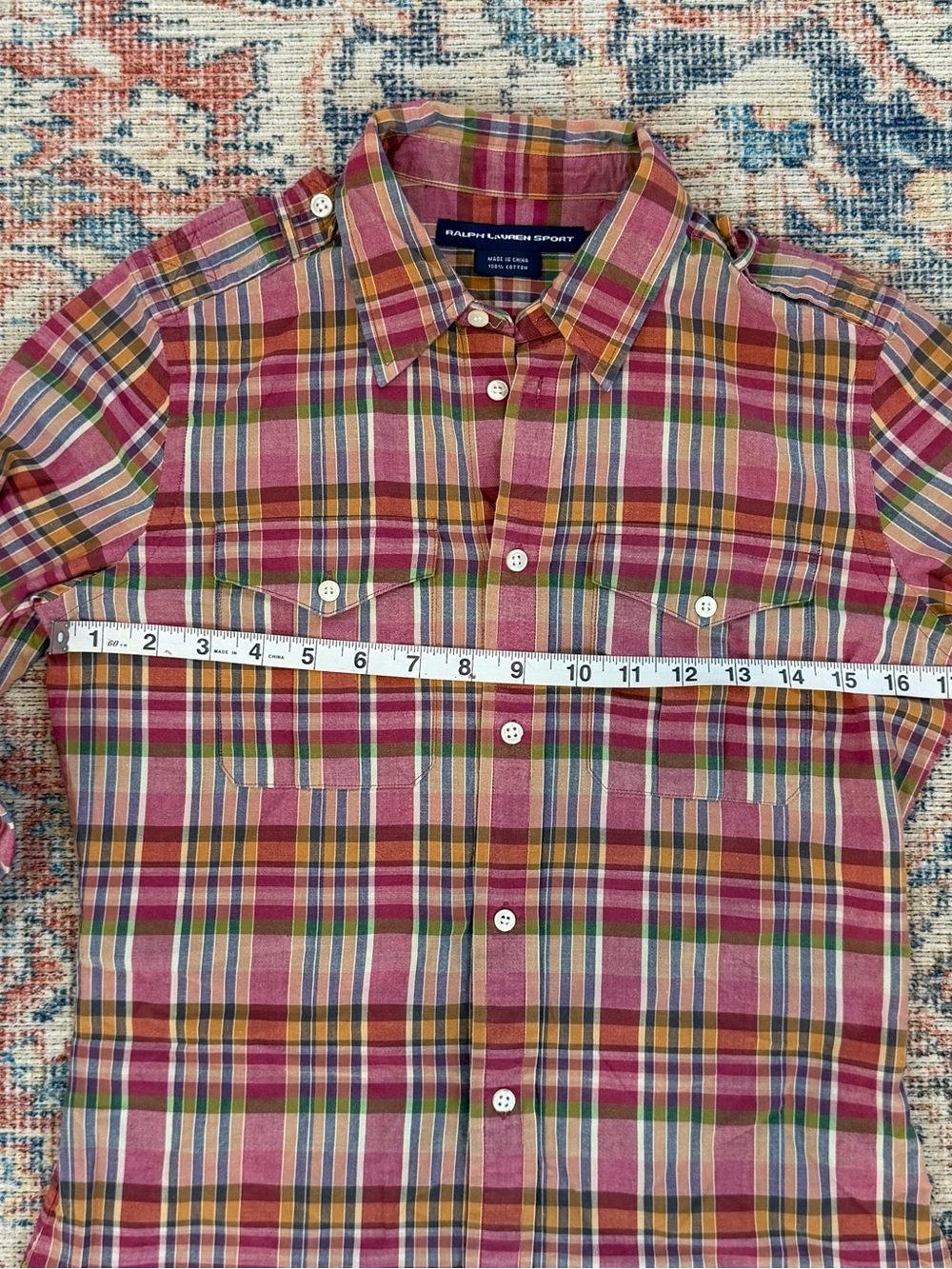 Ralph Lauren Sport Women’s 4 Madras Plaid Button Down Cotton Shirt Preppy - Picture 7 of 10